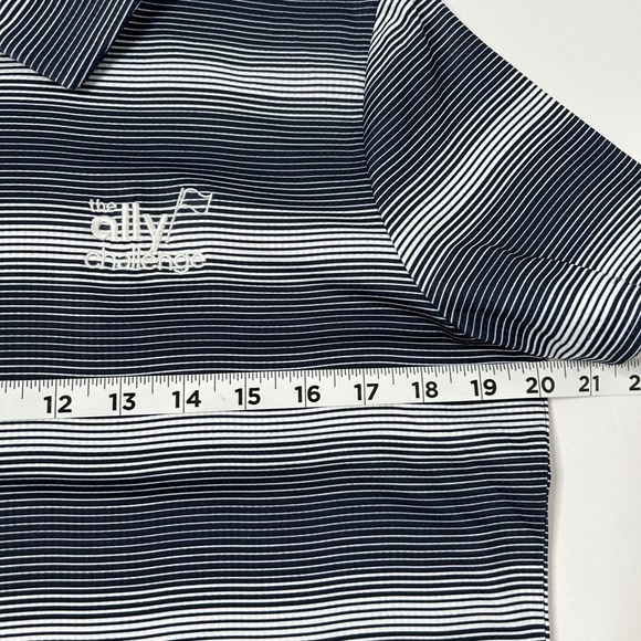 Levelwear The Ally Challenge Golf Polo Shirt Striped Navy White Large L/G - Picture 7 of 9